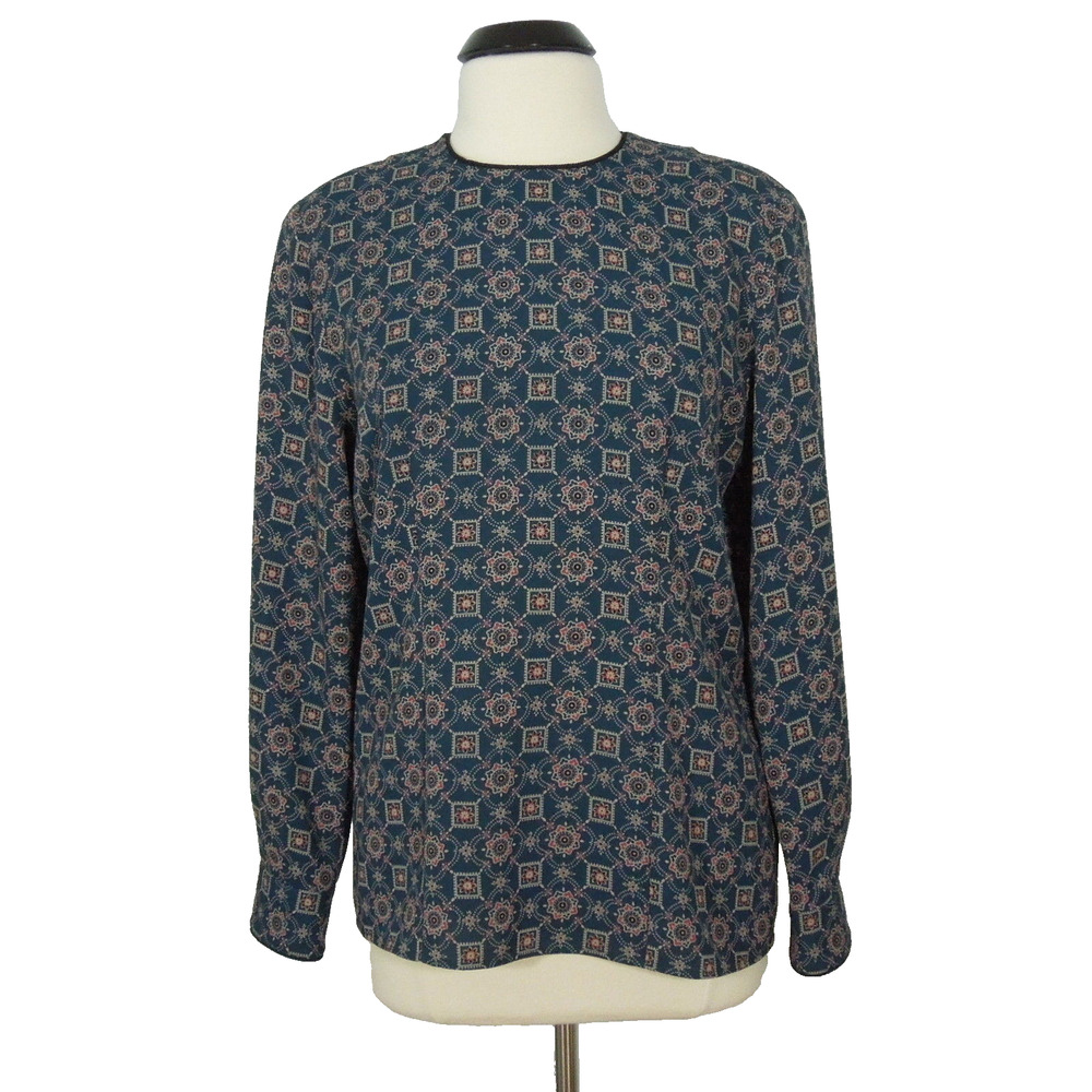 TALBOTS size 10 Womens Printed Blouse Padded Shoulders